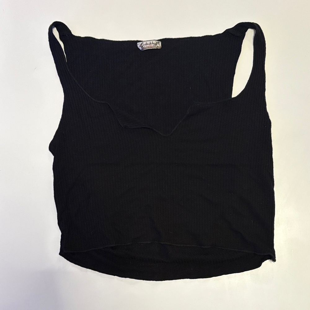 Free People Black Ribbed Tank Top